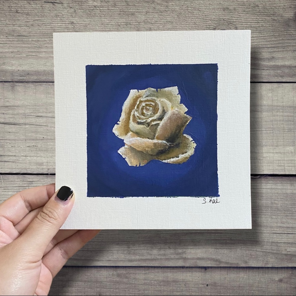 Original rose painting on paper, floral art,
